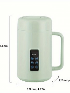 1個 ミントグリーン 多機能電気ケトル - コンパクト500W 健康的な調理ポット、デジタル制御付き、米、茶、スープ、麺類用 | 12時間タイマー、温度制御、静かな沸騰乾燥保護、USプラグ