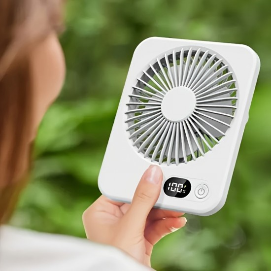 超薄型壁掛けデスクトップファン - ポータブル、USB充電、180°調整可能、家庭やオフィスでの使用に長持ちするバッテリー、オフィス必需品 | モダンな美観 | 調整可能なファン角度、デスクファン