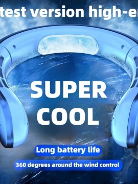 100速ハンズフリーネックファン - ポータブル、着用可能、ブレードなしの冷却ネックファン、360度の風制御、長いバッテリー寿命（1200mAh）、USB充電式、男性と女性に最適、旅行ファン | モダンなネックファン | 耐久性のあるネックファン