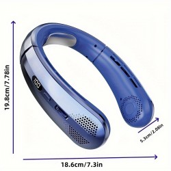100速ハンズフリーネックファン - ポータブル、着用可能、ブレードなしの冷却ネックファン、360度の風制御、長いバッテリー寿命（1200mAh）、USB充電式、男性と女性に最適、旅行ファン | モダンなネックファン | 耐久性のあるネックファン