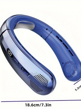 100速ハンズフリーネックファン - ポータブル、着用可能、ブレードなしの冷却ネックファン、360度の風制御、長いバッテリー寿命（1200mAh）、USB充電式、男性と女性に最適、旅行ファン | モダンなネックファン | 耐久性のあるネックファン