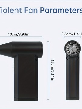 コンパクト150,000RPMターボジェットファン - 多速ハンドヘルド電動エアブロワー、強力な風、充電式リチウムバッテリー、USB対応 - 髪の乾燥、静電気除去＆屋外雪かきに最適、ミニジェットブロワー