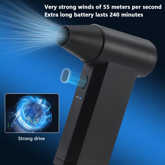 コンパクト150,000RPMターボジェットファン - 多速ハンドヘルド電動エアブロワー、強力な風、充電式リチウムバッテリー、USB対応 - 髪の乾燥、静電気除去＆屋外雪かきに最適、ミニジェットブロワー