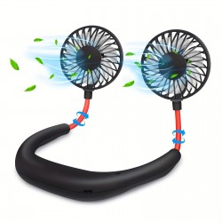調整可能なネックファン、3段階速度、低騒音、USB充電式、36V最大電圧、1200mAhバッテリー、屋内および屋外使用、夏の冷却、多目的、ポータブル、クリスマスギフトに最適