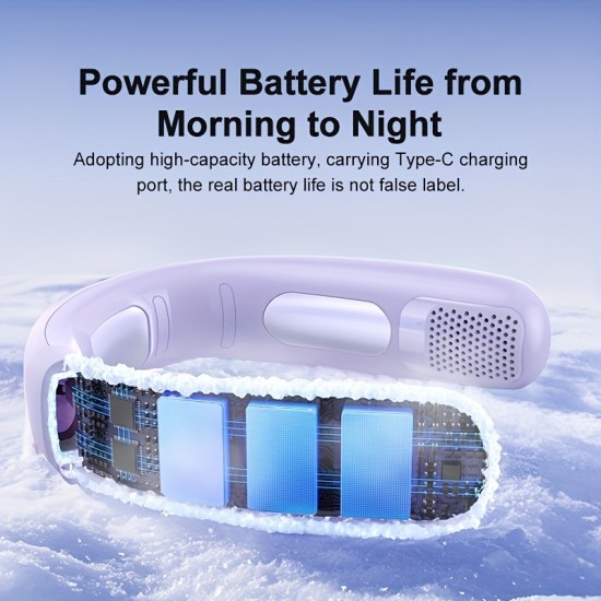 充電式ウェアラブルネックファン - 個人用ポータブル冷却扇風機、USB充電対応・ハンズフリーブレードレスファン（女性と男性向け）- 5段階速度調整、4000mAhバッテリー