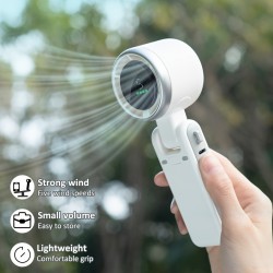 ハンドヘルドファン、180度折りたたみ式ファン、USBネックマウントファン、デジタルディスプレイ画面、5段階調整、家庭用屋外ファン