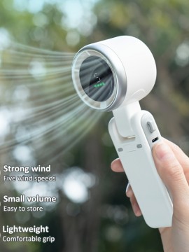 ハンドヘルドファン、180度折りたたみ式ファン、USBネックマウントファン、デジタルディスプレイ画面、5段階調整、家庭用屋外ファン