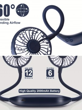 ポータブル冷却ネックファン、カラフルなLEDライト付き充電式USBパーソナルネックファン、360°回転、屋外屋内オフィス旅行スポーツ用ウェアラブルネックファンエアコン、3段階の速度調整、ハンズフリー充電式USB電源パーソナルファン