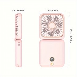 USB充電式折りたたみファンは首やデスクトップに掛けたり、手持ちで使用したりできます。携帯電話スタンド、化粧鏡、パワーバンク、デジタルディスプレイ、5段階の速度調整、多機能2500mAhの屋外用小型ファンが付属しています