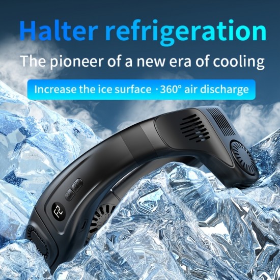 アップグレードされたネックエアコン、超軽量ポータブルネックファン充電式、個人用冷却デバイスネックファン、冷却、ファン3段階調節可能、USB5200mAhバッテリー駆動、キッチン・フィットネス・旅行・キャンプ用LEDデジタルディスプレイハンズフリーファン