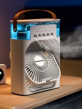 USB電源のポータブルテーブルファン、ミストスプレー付き、プラスチック製、低電圧動作、家庭用にバッテリー不要