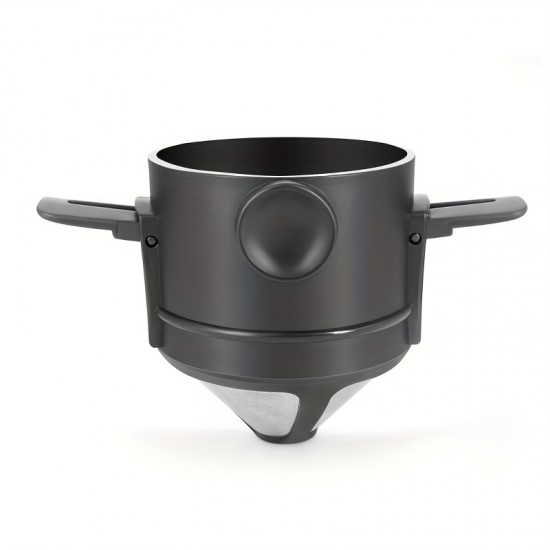 1pc ステンレス製折りたたみ式コーヒーフィルターファンネル - ポータブル未充電ハンドヘルドコーヒーフィルターカップ、耳掛けデザイン付き、簡単なポーリングとクリーニングに最適