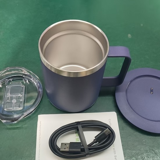 10時間自動停止、ステンレス製デザインのUSB電源付き電気コーヒーマグウォーマー - オフィスや家庭での使用に最適、コーヒーマグヒーター | モダンなコーヒーアクセサリー | 耐久性のあるコーヒーホルダー