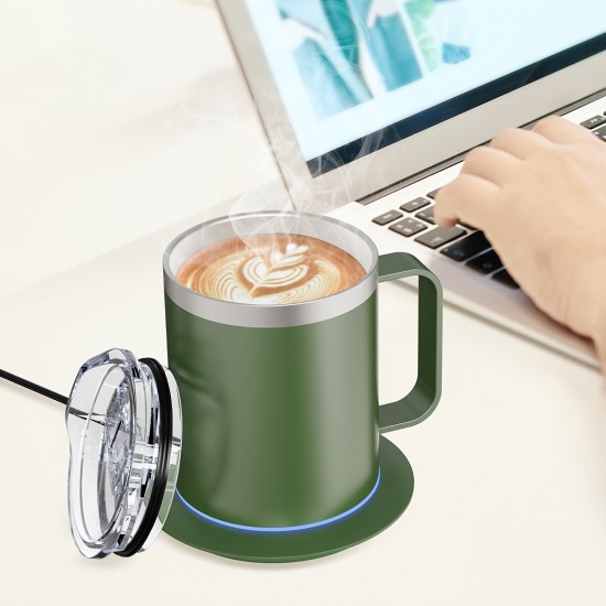10時間自動停止、ステンレス製デザインのUSB電源付き電気コーヒーマグウォーマー - オフィスや家庭での使用に最適、コーヒーマグヒーター | モダンなコーヒーアクセサリー | 耐久性のあるコーヒーホルダー