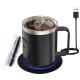 デスク用コーヒーマグウォーマー電気セット、加熱ベースと蓋付きマグ、ミルク、紅茶、ホットチョコレートを加熱するためのインテリジェントコーヒーマグ、最大131°F/55°Cに保ちます