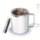 デスク用コーヒーマグウォーマー電気セット、加熱ベースと蓋付きマグ、ミルク、紅茶、ホットチョコレートを加熱するためのインテリジェントコーヒーマグ、最大131°F/55°Cに保ちます