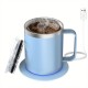 デスク用コーヒーマグウォーマー電気セット、加熱ベースと蓋付きマグ、ミルク、紅茶、ホットチョコレートを加熱するためのインテリジェントコーヒーマグ、最大131°F/55°Cに保ちます