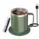 デスク用コーヒーマグウォーマー電気セット、加熱ベースと蓋付きマグ、ミルク、紅茶、ホットチョコレートを加熱するためのインテリジェントコーヒーマグ、最大131°F/55°Cに保ちます