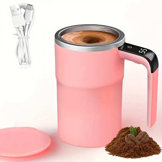 自動搖動コーヒーマグ - ステンレススチールアップグレード、USB充電式、耐久性のあるプラスチック、コーヒー、ミルク、ココアに多目的 (コーヒーマグ | モダンなコーヒーマグ | 耐久性のあるコーヒーマグ)