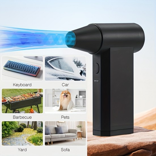 コンパクト150,000RPMターボジェットファン - 多速ハンドヘルド電動エアブロワー、強力な風、充電式リチウムバッテリー、USB対応 - 髪の乾燥、静電気除去＆屋外雪かきに最適、ミニジェットブロワー