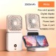 USB充電式折りたたみファンは首やデスクトップに掛けたり、手持ちで使用したりできます。携帯電話スタンド、化粧鏡、パワーバンク、デジタルディスプレイ、5段階の速度調整、多機能2500mAhの屋外用小型ファンが付属しています