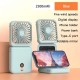 USB充電式折りたたみファンは首やデスクトップに掛けたり、手持ちで使用したりできます。携帯電話スタンド、化粧鏡、パワーバンク、デジタルディスプレイ、5段階の速度調整、多機能2500mAhの屋外用小型ファンが付属しています