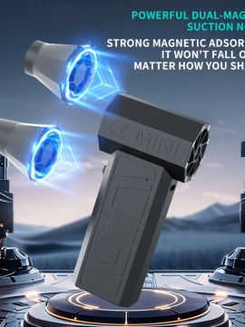 強力なデュアル磁気ノズル手持ち式電動ターボファン - USB充電可能、高速エアフロー、コンパクト設計でヘアスタイリング＆屋外除雪に最適、強風の吸引力、ハンドヘルドヘアドライヤー |人間工学に基づいたグリップ|頑丈な構造